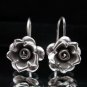 Thai Hill Tribe Earrings Fine Pure Silver Hook Flower Rose Ohrringe الأقراط