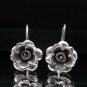 Thai Hill Tribe Earrings Fine Pure Silver Hook Flower Rose Ohrringe الأقراط