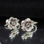Thai Hill Tribe Earrings Fine Pure Silver Hook Flower Rose Ohrringe الأقراط