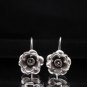 Thai Hill Tribe Earrings Fine Pure Silver Hook Flower Rose Ohrringe الأقراط