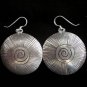 Thai Hill Tribe Earrings Fine Silver with scratch and spiral center Round Dangle