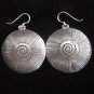 Thai Hill Tribe Earrings Fine Silver with scratch and spiral center Round Dangle