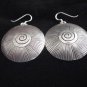 Thai Hill Tribe Earrings Fine Silver with scratch and spiral center Round Dangle
