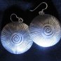 Thai Hill Tribe Earrings Fine Silver with scratch and spiral center Round Dangle