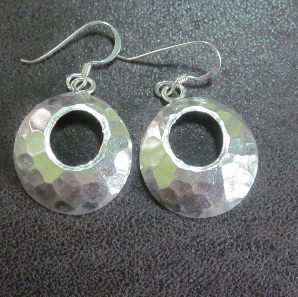 Handcrafted Earrings Pure Silver Jewelry Hammered Dangle Plata Aretes joyer&Atilde;&shy;a