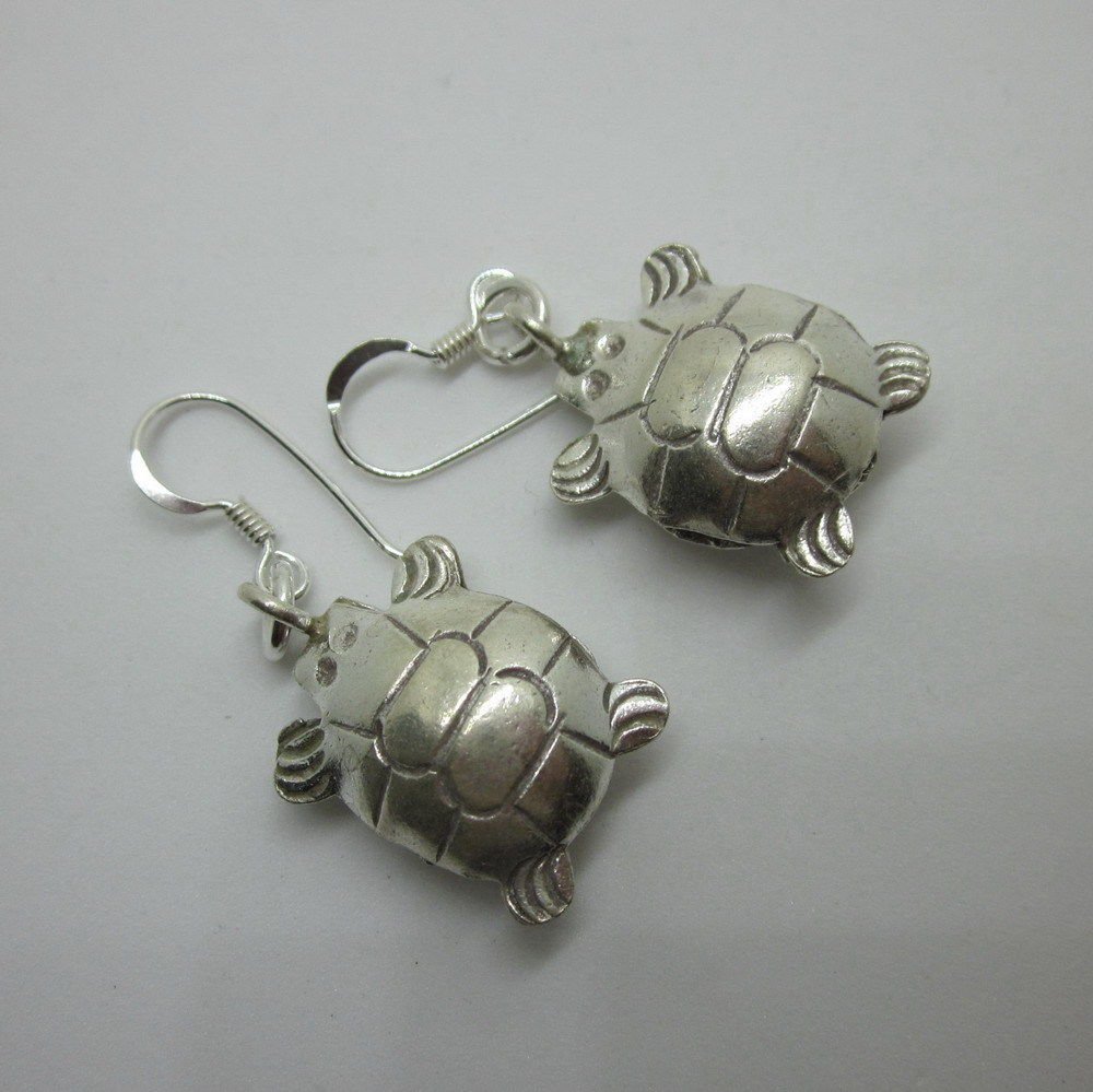 Handcrafted Earrings Sterling 925 Silver Dangle Turtles Plata Aretes joyer&Atilde;&shy;a