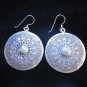 Thai Hill Tribe Earrings Fine Silver vintage charming engrave Round Sun Aznec