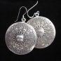 Thai Hill Tribe Earrings Fine Silver vintage charming engrave Round Sun Aznec