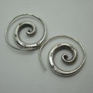 Handcrafted Earrings Pure Silver Spiral Round Tribal Stamp Plata Aretes joyería