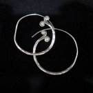 Fine Silver Earrings Sterling 925 Twirl Hoop Spiral Hammer BOHO Hipster ER132
