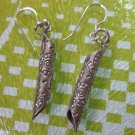 Hill Tribe Fine Sterling Silver Earrings Orecchini Tribal Tube Wrap Roti Dangle