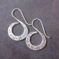 Fine Silver Sterling 925 Earrings Spiral Hook Ancient Hieroglyphs Design Jewelry