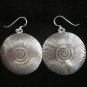 Fine Silver Earrings Sterling 925 Premium Scratch & Spiral Filigree Round Dangle