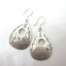 Fine Silver Earrings Sterling 925 Premium Floral Lotus Drop Dangle Vintage Craft