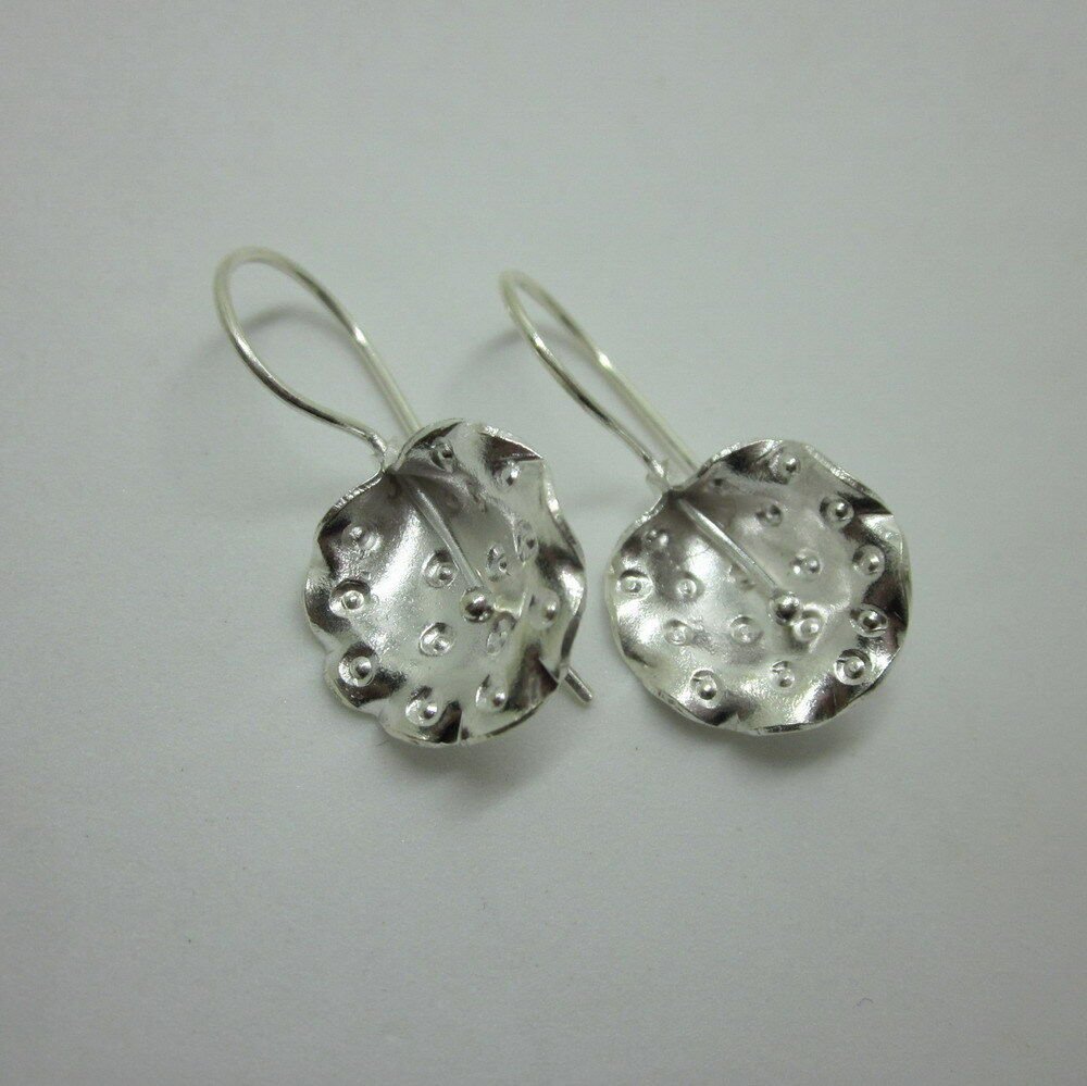 Fine Silver Earrings Sterling 925 Premium Leaf & Dew Nature Like Theme Dangle