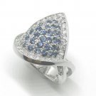 Fine Silver Sterling 925 Rings Jewelry Blue CZ Setting Lotus Elegant Gifts