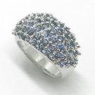 Fine Silver Sterling 925 Rings Jewelry Blue CZ Setting Rows Elegant Women Gifts
