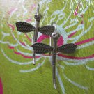 Thai Hill Tribe Real Fine Silver Earrings Orecchini 1" Love Dragonfly Hook Wear