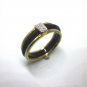 Vintage 925 Sterling Silver Rings Jewelry Gold & Black Double Hoop with White CZ