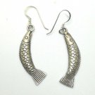 Sterling 925 Fine Silver Earrings Jewelry Accessories Jumping Salmon Fish 1815