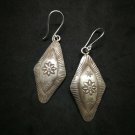 Fine 925 Silver Earrings Asian Fashions Vintage Karen Tribal arts Dangle 60 mm