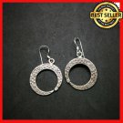 Fine 925 Silver Earrings Vintage Retro Dark Hammer texture Hoop
