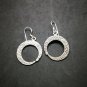 Fine 925 Silver Earrings Vintage Retro Dark Hammer texture Hoop