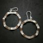 Fine 925 Silver Earrings Vintage wave Loop Hoop Dangle Tibet Texture 60x40 mm
