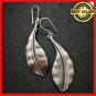Fine 925 Silver Earrings Long Banana Leaf Tropical Nature Theme 63x20 mm