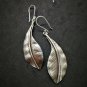 Fine 925 Silver Earrings Long Banana Leaf Tropical Nature Theme 63x20 mm