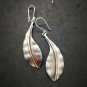 Fine 925 Silver Earrings Long Banana Leaf Tropical Nature Theme 63x20 mm