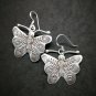 Fine 925 Silver Earrings Asian Tribal Arts Charms Butterfly Moth Type1 30x40 mm