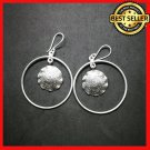 Fine 925 Silver Earrings Fashion Round Hoop Funny Circle Hanging