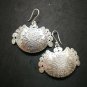 Fine 925 Silver Earrings Vintage Tribal Mayan Theme Wide Ancient Styles 45x40 mm