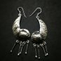 Fine 925 Silver Earrings Retro Fashion Water Element Symbol Mark Funky 70x23 mm
