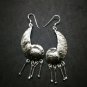 Fine 925 Silver Earrings Retro Fashion Water Element Symbol Mark Funky 70x23 mm
