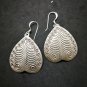 Fine 925 Silver Earrings Vintage Poh Leaf Buddha theme Asian Tribal 55x30 mm