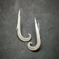 Fine 925 Silver Earrings Vintage Royal Engrave Nature Texture Hook