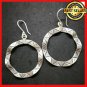 Fine 925 Silver Earrings Vintage Tribal Theme Wave Round hoop BOHO 55x35 mm
