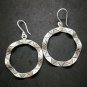 Fine 925 Silver Earrings Vintage Tribal Theme Wave Round hoop BOHO 55x35 mm