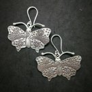 Fine 925 Silver Earrings Asian Tribal Arts Charms Butterfly Moth Type2 40x40 mm