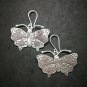 Fine 925 Silver Earrings Asian Tribal Arts Charms Butterfly Moth Type2 40x40 mm