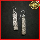 Fine 925 Silver Earrings Vintage long Stick BOHO Texture Engraved