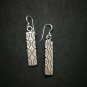 Fine 925 Silver Earrings Vintage long Stick BOHO Texture Engraved
