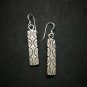 Fine 925 Silver Earrings Vintage long Stick BOHO Texture Engraved
