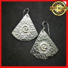 Fine 925 Silver Earrings Vintage Spiral Engrave hammer texture Fin