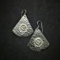 Fine 925 Silver Earrings Vintage Spiral Engrave hammer texture Fin
