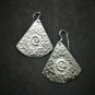 Fine 925 Silver Earrings Vintage Spiral Engrave hammer texture Fin