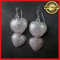 Fine Silver Earrings Sterling 925 Double Layers Hearts Women Fashions Dangles