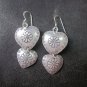 Fine Silver Earrings Sterling 925 Double Layers Hearts Women Fashions Dangles